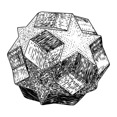 Gerçekçi düşük çokgen geometri şekilli top kristali. 3d geometrik 