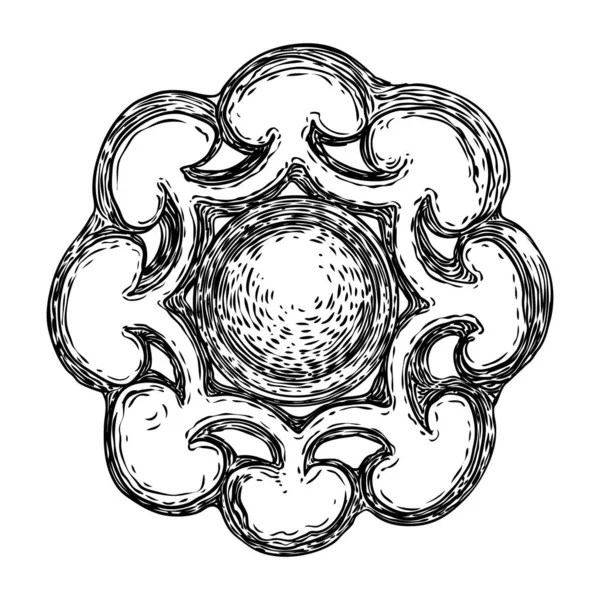 Давній бароковий стиль орнаменту квіткового круглого дизайну. Ма — стоковий вектор