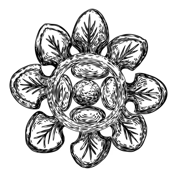 Baroque ancien style vintage floral élément de conception circulaire. Ma... — Image vectorielle