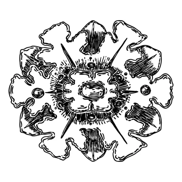 Μπαρόκ αρχαίο vintage στυλ floral κυκλικό στοιχείο σχεδιασμού. Μαμά. — Διανυσματικό Αρχείο