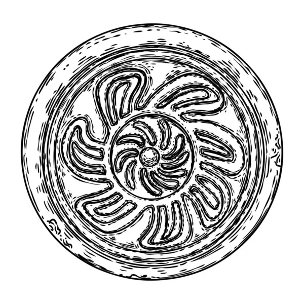 バロック古代のヴィンテージスタイルの花の円形のデザイン要素。馬 — ストックベクタ