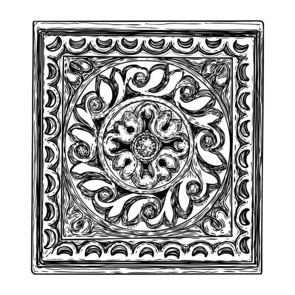 Zeichnung von Raute oder quadratischer Form im barocken Design Marmorstein e — Stockvektor