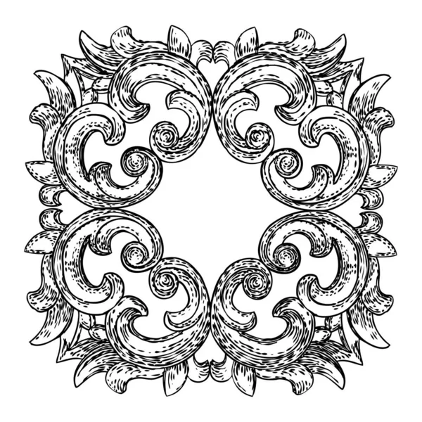 Kör alakú kerek virágos mandala, mint a vintage dekoratív barokk vagy — Stock Vector