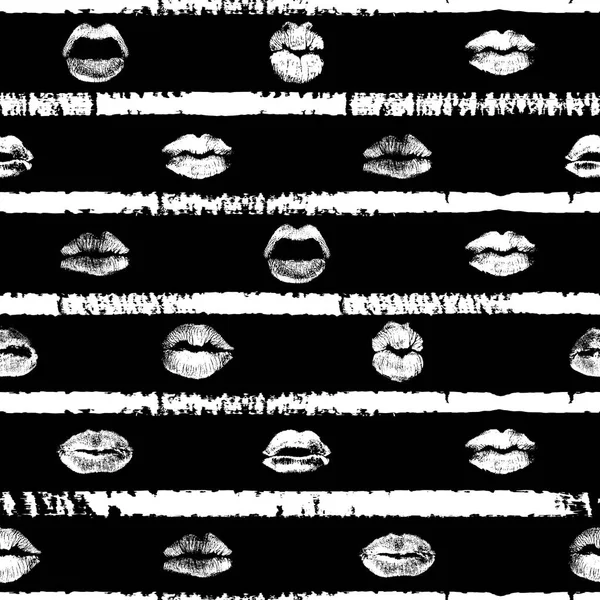Απρόσκοπτη φόντο του κόκκινου, ροζ, μαύρα χείλη σε ρετρό pop up Γκρου — Διανυσματικό Αρχείο