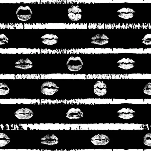 红色、粉色、黑色嘴唇的无缝背景, 复古弹出 " — 图库矢量图片