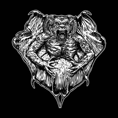 Mitolojik antik canavar yaratıklar insan ve ejderha ch gibi