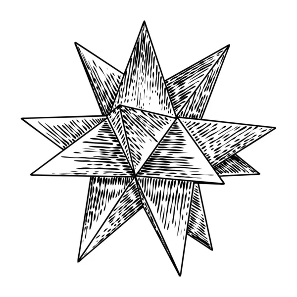 Realistyczna geometria niskiego wielokąta w kształcie kryształu gwiazdy. 3d geometryczne — Wektor stockowy