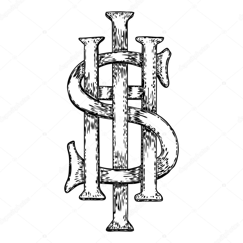 IHS Ancient medieval Christogram. Christian monogram of Jesus Ch