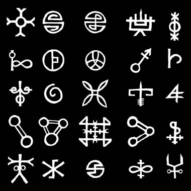 Ezoterik kutsal geometrik semboller seti. Soyut gizem