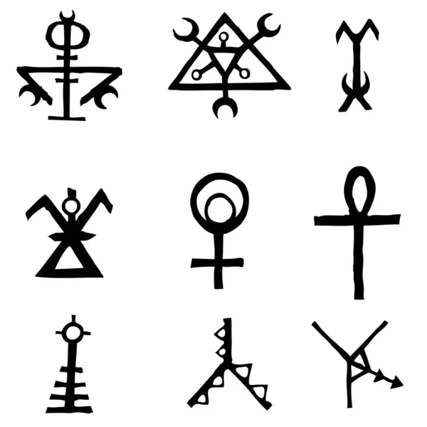 Futhark norse island und wiking symbol set. Eingebildeter Zauber — Stockvektor