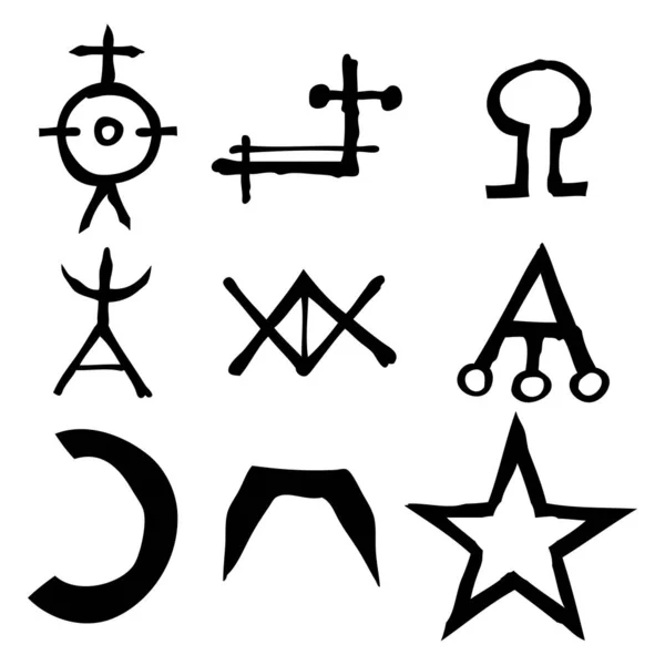 Wicca symbolen imaginaire kruis symbolen, geïnspireerd door antichrist p — Stockvector