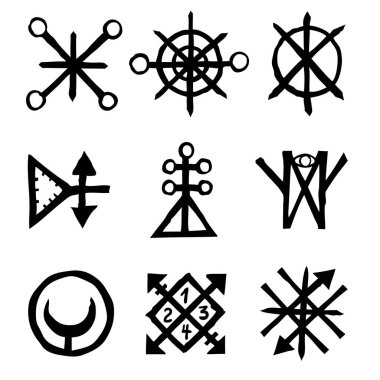 Simgeler ve semboller harfler sihirli konulu ilham kümesi 