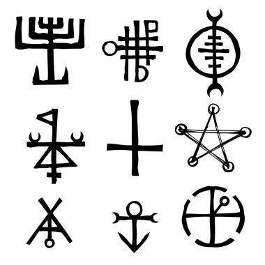 Sihirli yazıttan esinlenilmiş bir dizi sembol ve harf