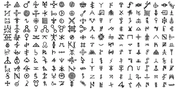 Eski el yazması w 'nin temasındaki büyük simya sembolleri. — Stok Vektör
