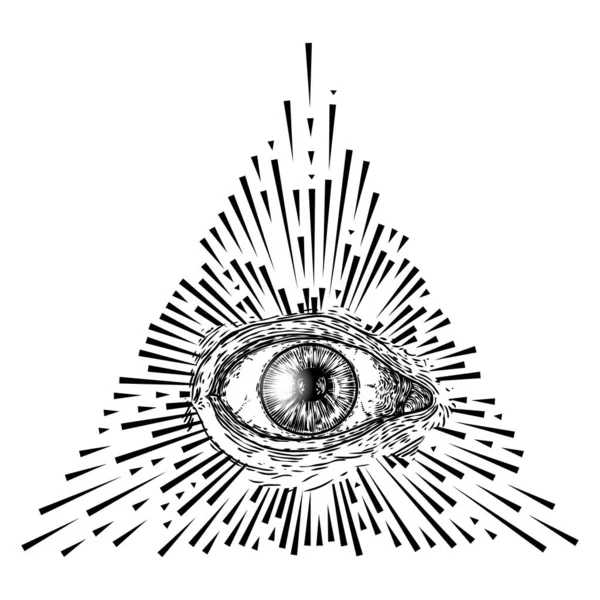 Alle ziende oog of oog van voorzienigheid op decoratieve achtergrond zak — Stockvector