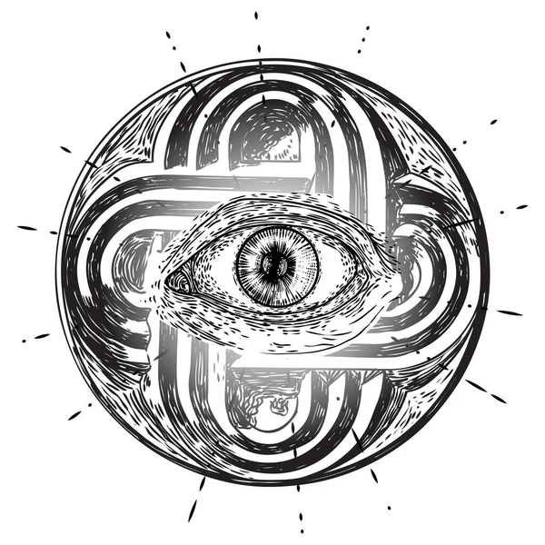 All seeing eye symbol element variation. Alchemy, religion, spir — Stock Vector