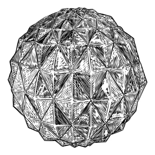 Cristallo a sfera realistico a bassa geometria poligonale. Geometrico 3d — Vettoriale Stock