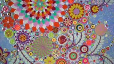 Çiçek açan bahar arkaplanı. Çiçeklerin soyut arkaplanı. Kapatın. Tuval üzerine akrilik resim, 3 boyutlu kabartma ve oyma. Modern sanat, çağdaş sanat.