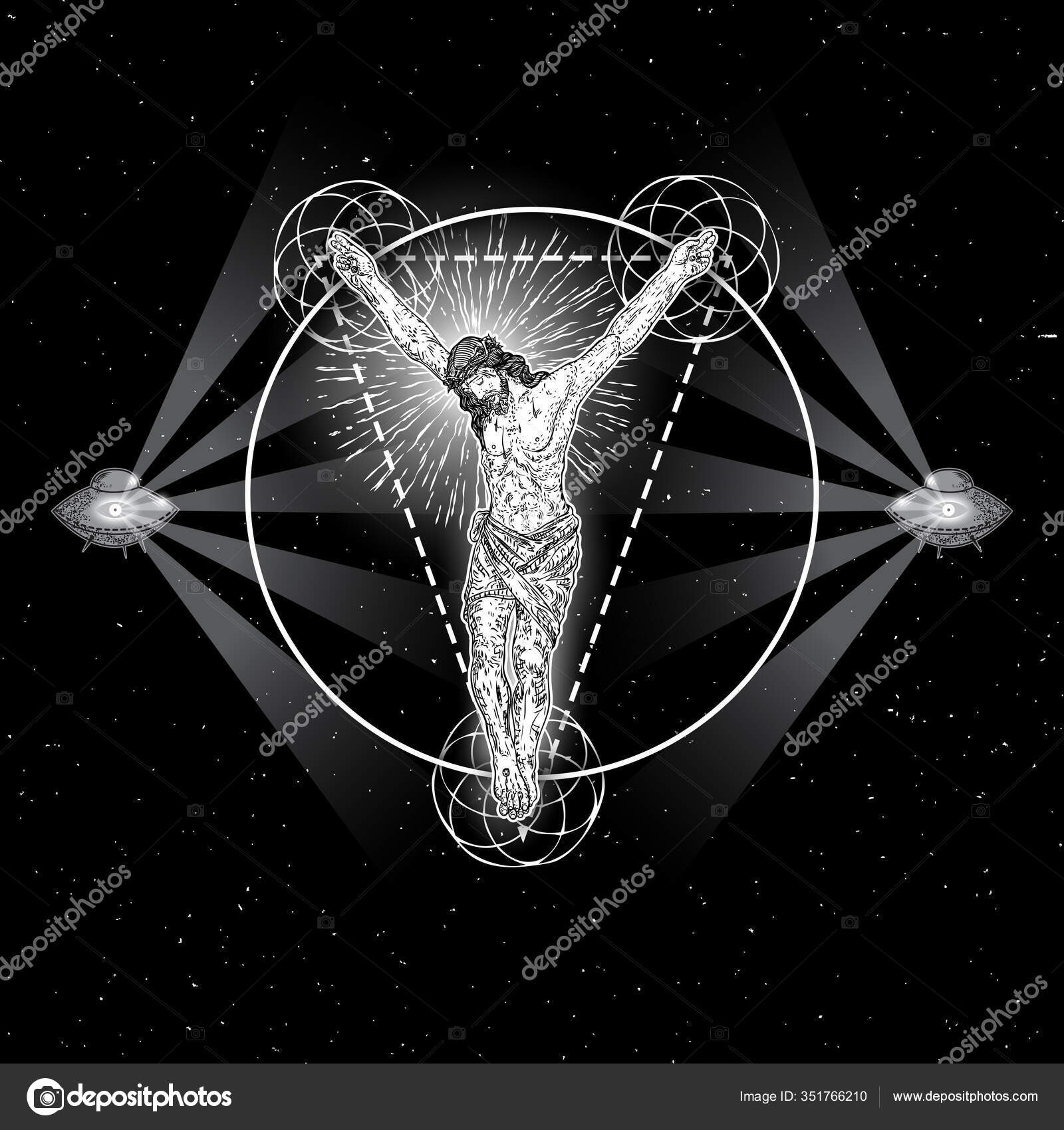 Распятие Иисуса Священном Геометрическом Кресте Сын Божий.