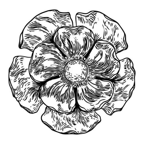 古色古香的手绘维多利亚式圆形花朵纹身 花卉头饰 雕刻油墨艺术复古图案和哥特式装饰图案 — 图库矢量图片