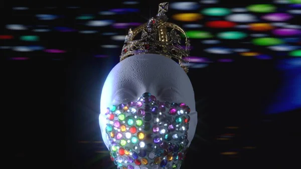 Stedelijk Medisch Masker Gouden Kroon Vrouw Etalagepop Kinky Dure Diamant — Stockfoto