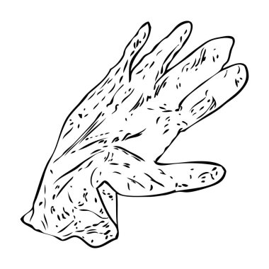 Kullanılmış tıbbi eldivenlerin düzgün ve yanlış bir şekilde atılması değil. Zararlı biyolojik atık öğütücüsünü yanlış yollarla atmışlar. Coronavirus COVID-19 önleme tavsiyesi çizimi.