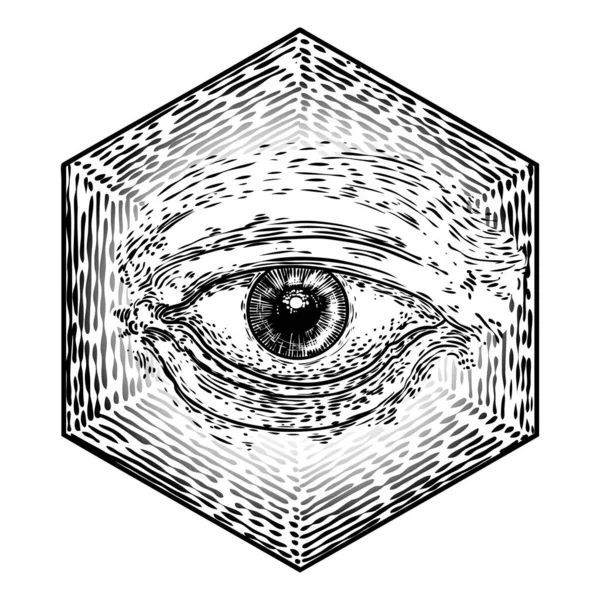 Ojo Providencia Ojo Que Todo Símbolo Masónico Nuevo Orden Mundial — Archivo Imágenes Vectoriales