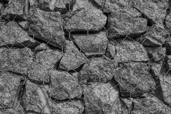 Gabion stone in cage texture background — Stock Photo, Image