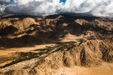 Leh ladakg şehir, uçak görünümünden