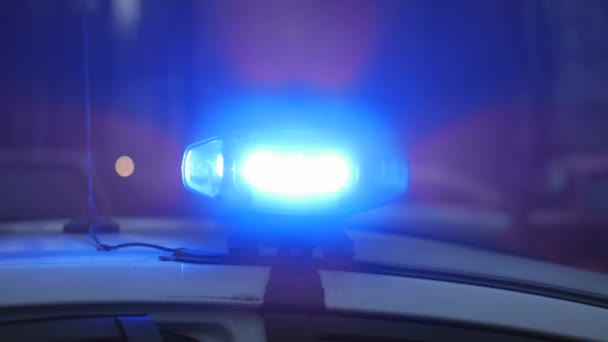 Politie lampjes boven op de auto — Stockvideo