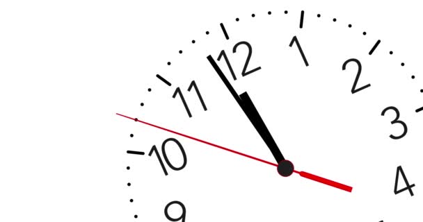 Reloj animado 4K corriendo hacia las 12 en punto y zoom — Vídeos de Stock