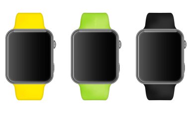 Son moda renkli Raster illüstrasyon, alüminyum akıllı saatle Smartwatch boş ekran