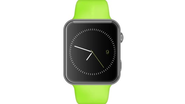 Animerade smartwatch spinning genom 12 timmar i en tid som förflutit och visa meddelandet från boss med säga tidsfristen — Stockvideo