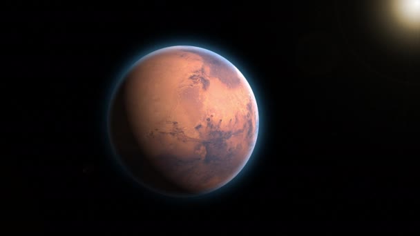 Animated sunrise on Mars planet. 3D Animation. Data: NASA/JPL. — Stock Video