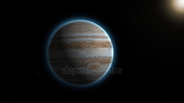 De zon barst in uitzicht over Jupiters horizon en verlicht het oppervlak. Gegevens: Nasa/Jpl. — Stockvideo