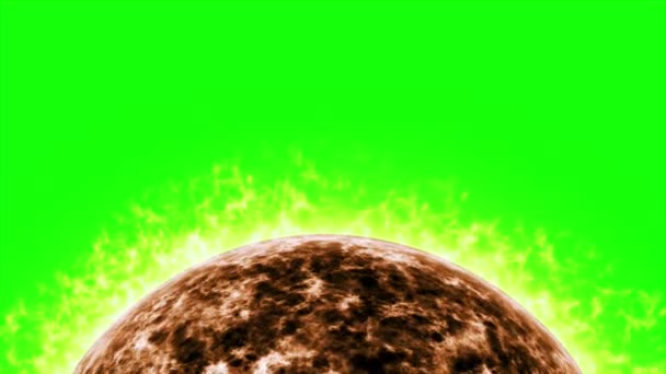 Powierzchnia słońca z rozbłysków słonecznych. Streszczenie tło naukowe. Słońce na zielony ekran chroma key — Wideo stockowe