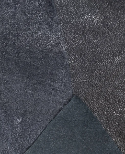 Três naturais, textura de couro preto real — Fotografia de Stock