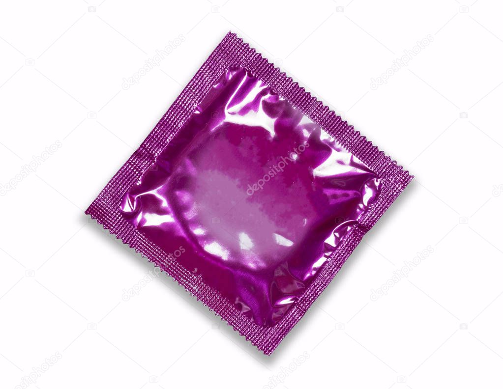 Condom package isolated on white background