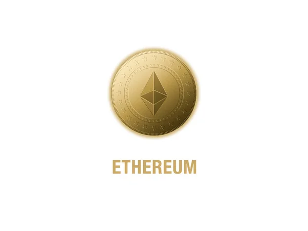 Gesicht Der Kryptowährung Golden Ethereum Isoliert Über Weißem Hintergrund Das — Stockfoto