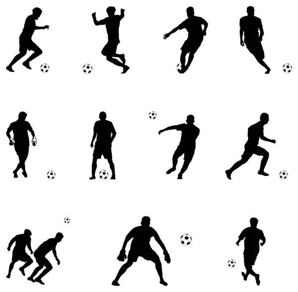 Vektorillustration der Silhouetten von Fußballern — Stockvektor