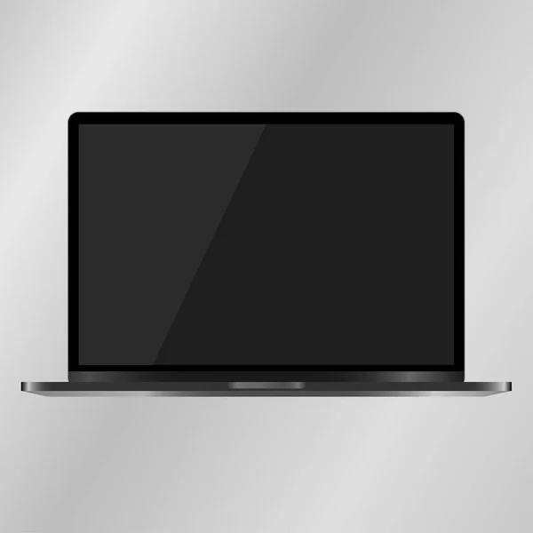 Gerçekçi Laptop mockup aygıt ile siyah ekran izole gri arka plan üzerinde. Not defteri. Dizüstü render. Açılan dizüstü/laptop. Vektör çizim. EPS 10.