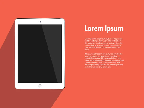 Design Vorlage Mit Realistischem Weißen Tablet Auf Dunkelrotem Hintergrund Folge — Stockvektor