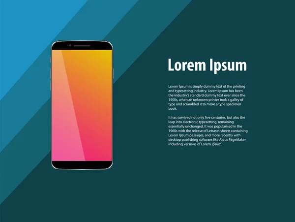 Mavi arka plan şablonu siyah cep telefonu tasarım. Cep telefonu beyaz renkli ekran. EPS 10 vektör çizim.