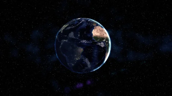 地球星の黒と青の宇宙 バック グラウンドで天の川 昼と夜市には 変更が点灯します アフリカとアジアのゾーン アニメーション Nasa から提供されたこのイメージの要素 — ストック写真
