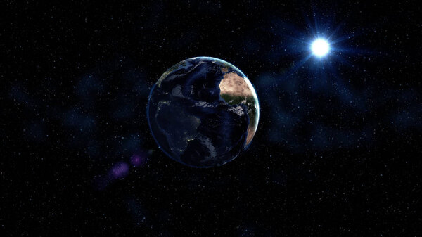 Затмение и Земля в космосе. Астрономия и научная концепция. Элементы этого изображения предоставлены НАСА. День Земли
