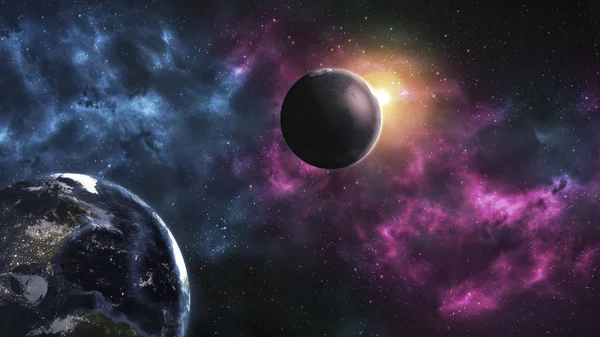 İnanılmaz güzel ve detaylı uzay görüntüsü, yıldızların ve gezegenlerin ışığı. Bu görüntünün elementleri NASA tarafından desteklenmektedir