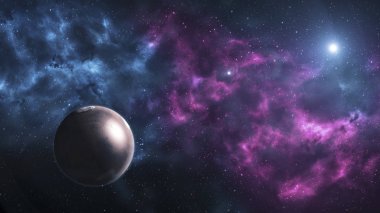 Milyonlarca yıldız çevresinde ile uzaydan görünümü Mars. Nasa tarafından döşenmiş bu görüntü unsurları