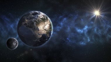 Dünya ve ay. Bilim Tema. Nasa tarafından döşenmiş bu görüntü unsurları.