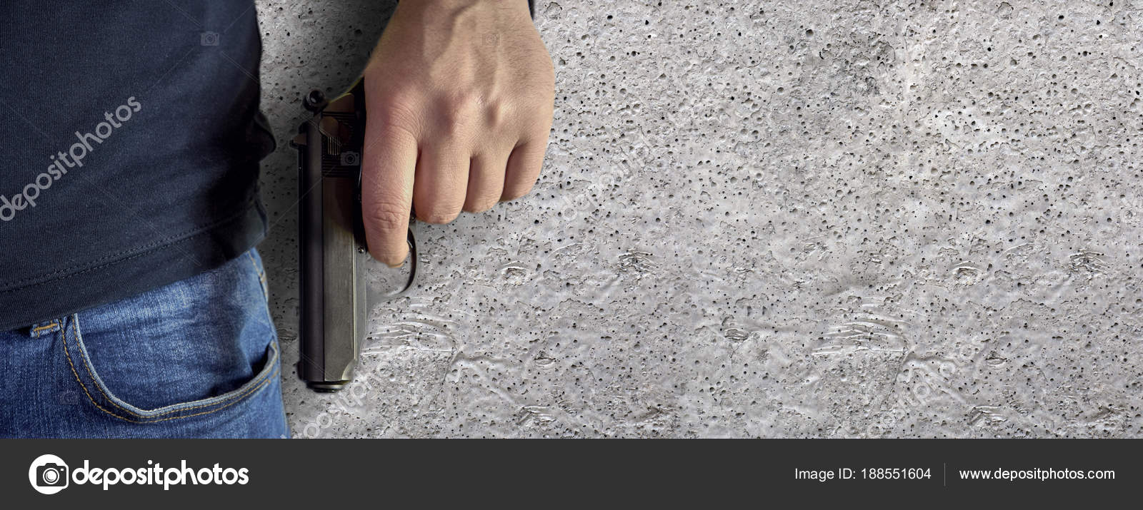 Man Killer Holding Gun Black Sweater Blue Jeans Copy Space Stock Photo By C Unitxi Man Killer Holding Gun Black Sweater Blue Jeans Copy Space Stock Photo By C Unitxi