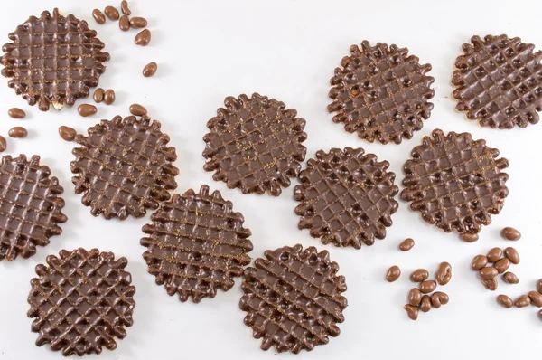 Chocolate covered round homemade cookies — Stock Photo, Image